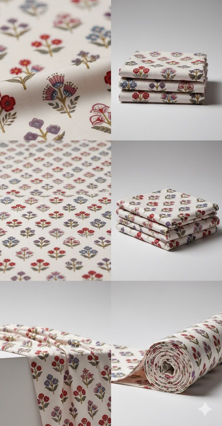 White Floral Pashmina Printed Fabric